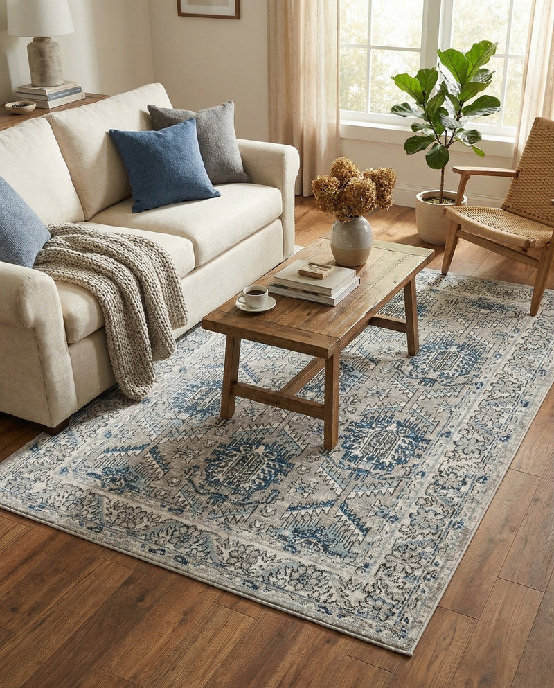 Mykonos Manor Collection Area Rug -  Paros Rectangle Gray  lifestyle 48