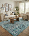 Chateau Elegance Collection Area Rug -  Louvre Rectangle Light Blue  lifestyle 57