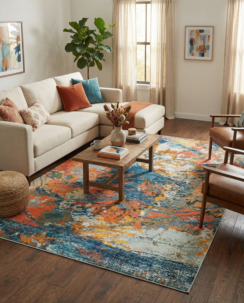 Colorburst Oasis Collection Area Rug -  Chroma Rectangle Multi  lifestyle 13