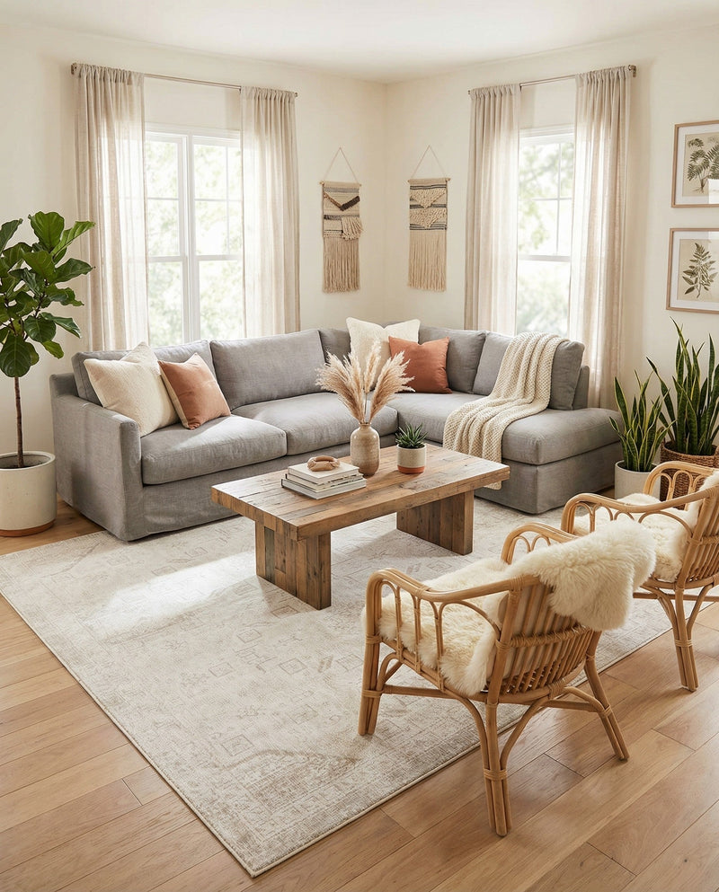 Tribal Terrace Treasures Collection Area Rug - Mayan Marina (Light Gray) Rectangle Light Gray  lifestyle 17