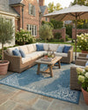 Patio Heritage Collection Area Rug -  Charleston (Teal) Rectangle Teal  lifestyle 18