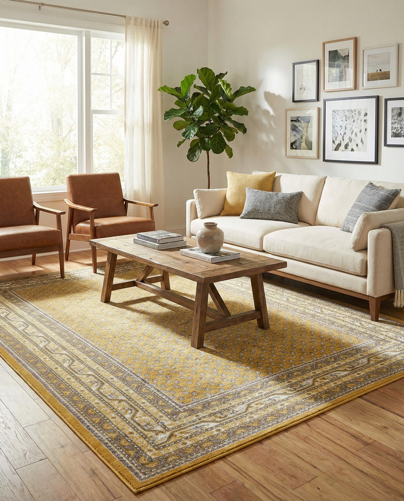 Soho Elegance Collection Area Rug -  Mercer (Yellow) Rectangle Yellow  lifestyle 23