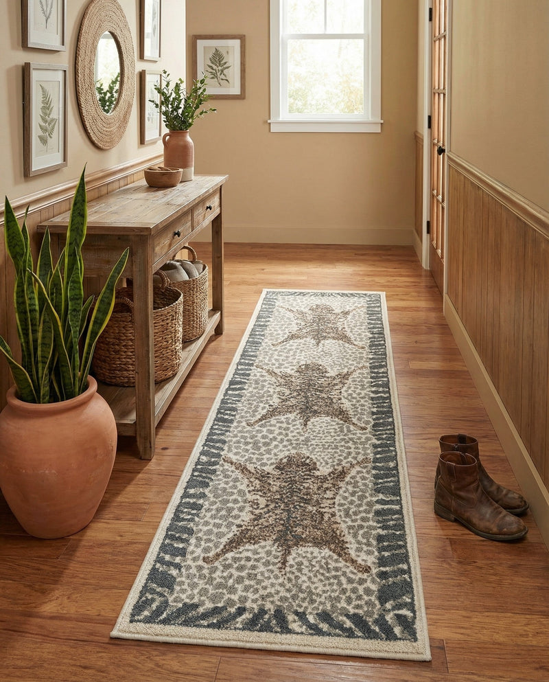 Savannah Sojourn Collection Area Rug -  Masai Runner Gray and Ivory  lifestyle 59