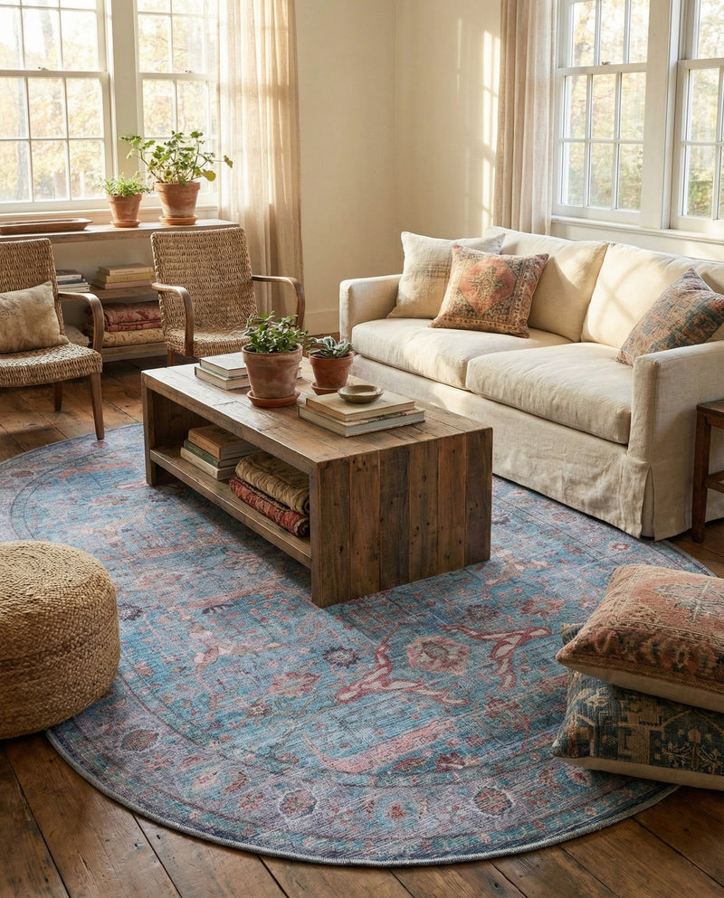 Zahara Oasis Collection Area Rug -  Marrakech Oval Blue  lifestyle 76