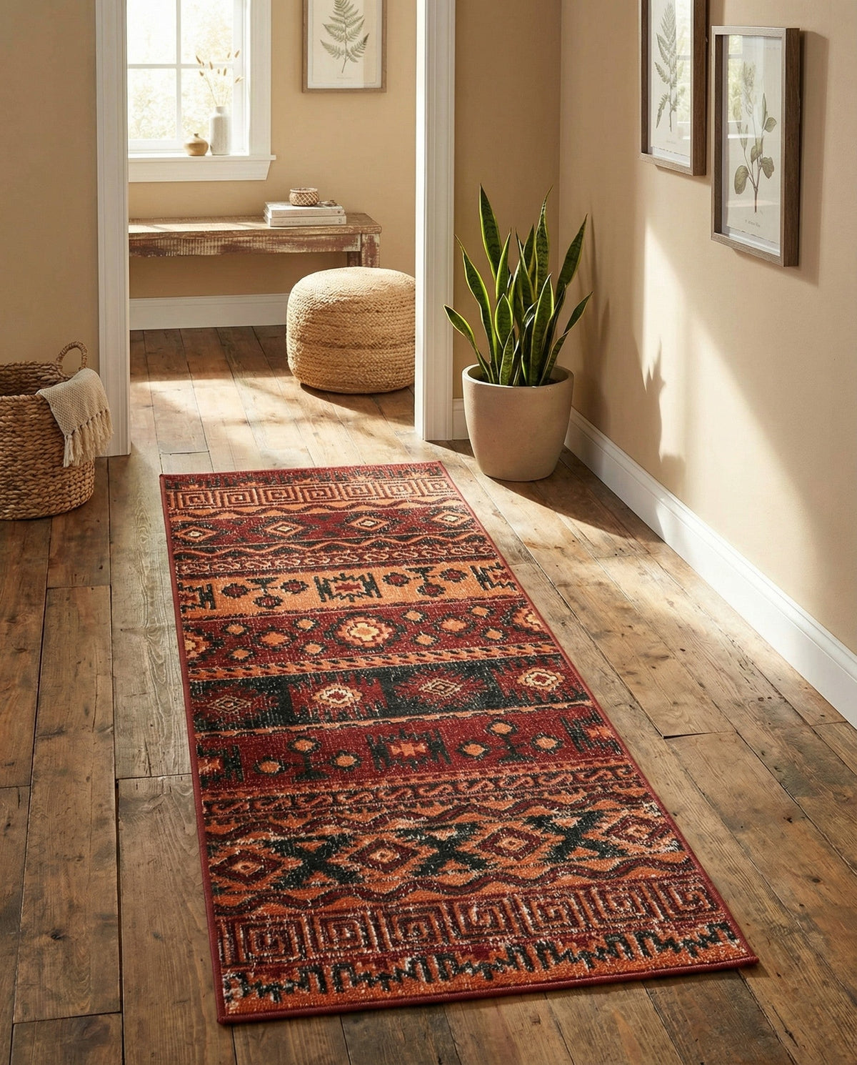Geneva Terrace Collection Area Rug - Montreux Runner Rust Red  lifestyle 161