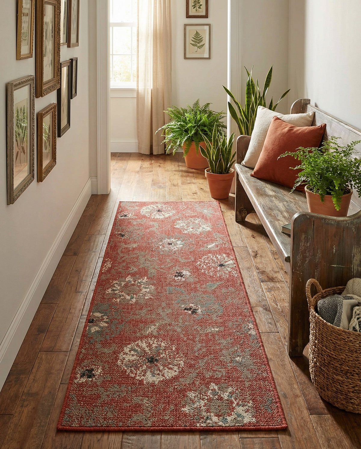 Seaside Blooms Collection Area Rug - Seychelles Runner Terracotta  lifestyle 144