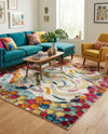 Colorburst Oasis Collection Area Rug -  Calypso Square Multi  lifestyle 77