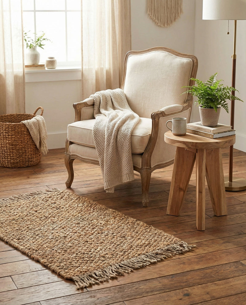 Savannah Jute Collection Area Rug - Seashore Rectangle Natural  lifestyle 24