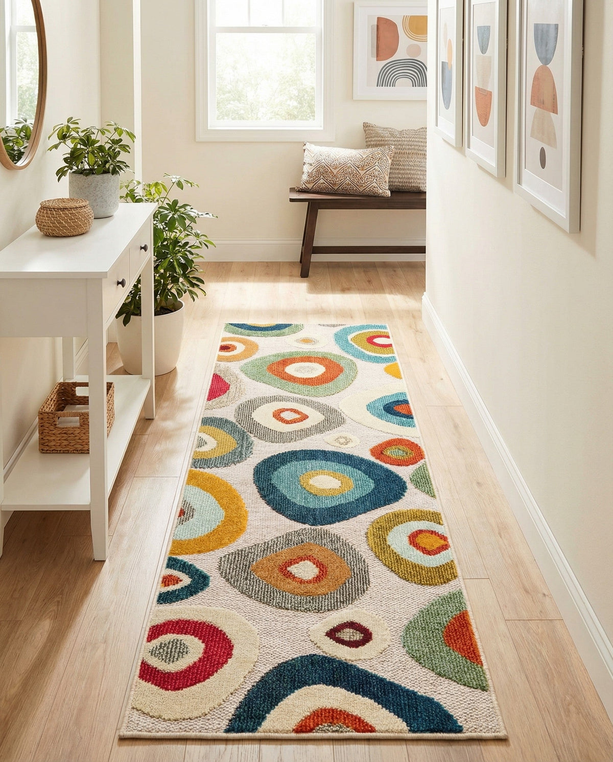 Outdoor Marrakesh Collection Area Rug -  Chefchaouen Runner Multi Beige  lifestyle 144
