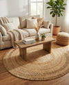 Woven Seaside Jute Collection Area Rug - Varadero Round Natural  lifestyle 32