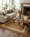 Savannah Borders Wool Collection Area Rug - Chatham Rectangle Latte Brown  lifestyle 28