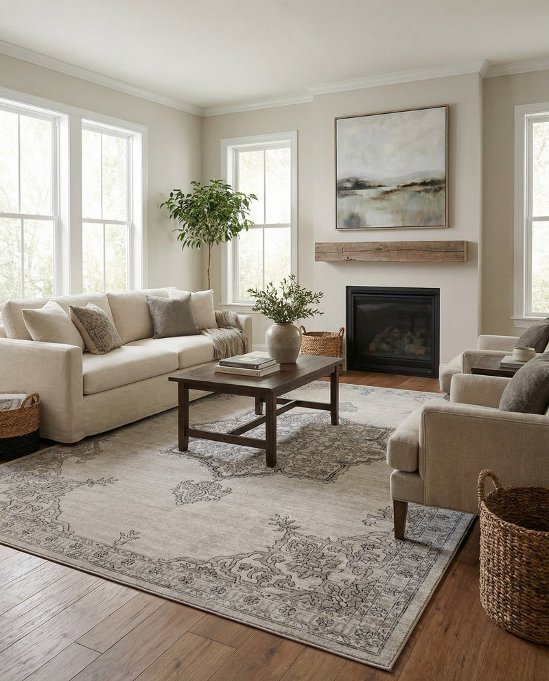 Mykonos Manor Collection Area Rug -  Tinos (Ivory) Rectangle Ivory  lifestyle 14