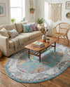 Arcadia Rugs Collection Area Rug - Eden (Aqua and Blue) Oval Aqua and Blue  lifestyle 68
