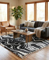 Cozy Cove Shag Collection Area Rug -  Seabreeze Rectangle Black and White  lifestyle 34