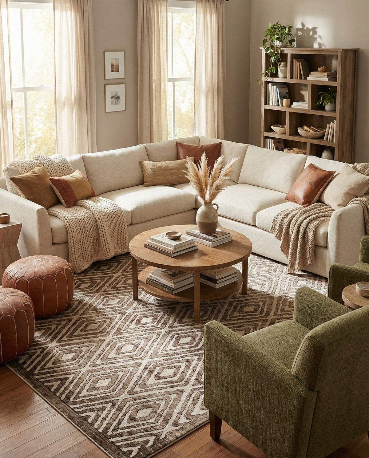 Sanctuary Retreat Collection Area Rug -  Oasis Square Chocolate Brown  lifestyle 45