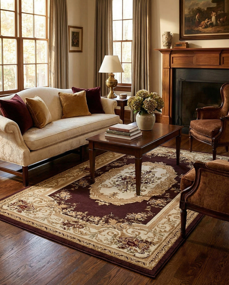 Versailles Elegance Collection Area Rug -  Louveciennes (Brown) Rectangle Brown  lifestyle 8