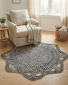 Woven Seaside Jute Collection Area Rug - Nantucket Round Navy and White  lifestyle 23