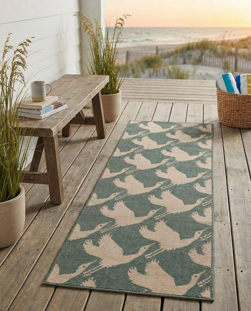 Seaside Haven Rugs Collection Area Rug -  Pelican Runner Stone Blue  lifestyle 57