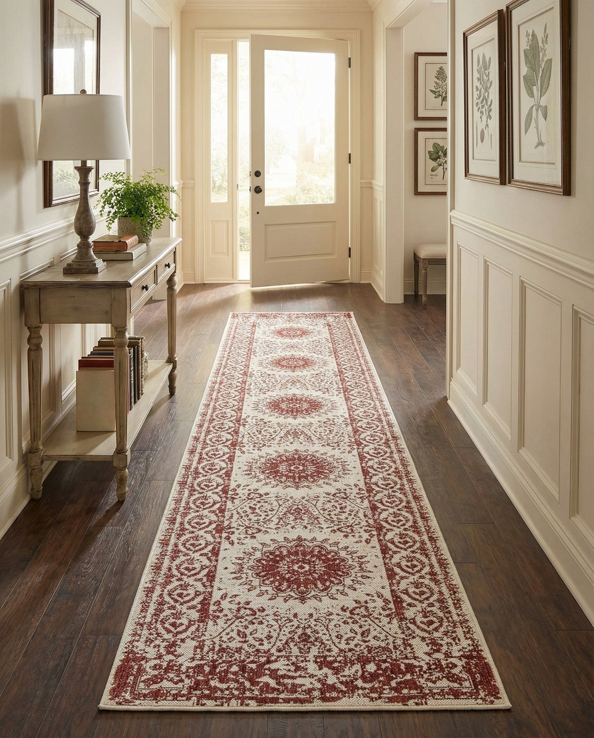 Patio Heritage Collection Area Rug -  Lafayette (Rust Red) Runner Rust Red  lifestyle 59