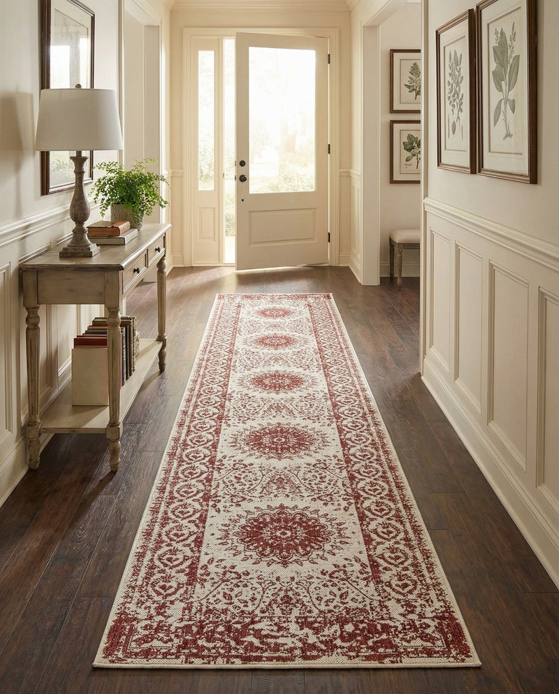 Patio Heritage Collection Area Rug -  Lafayette (Rust Red) Runner Rust Red  lifestyle 59