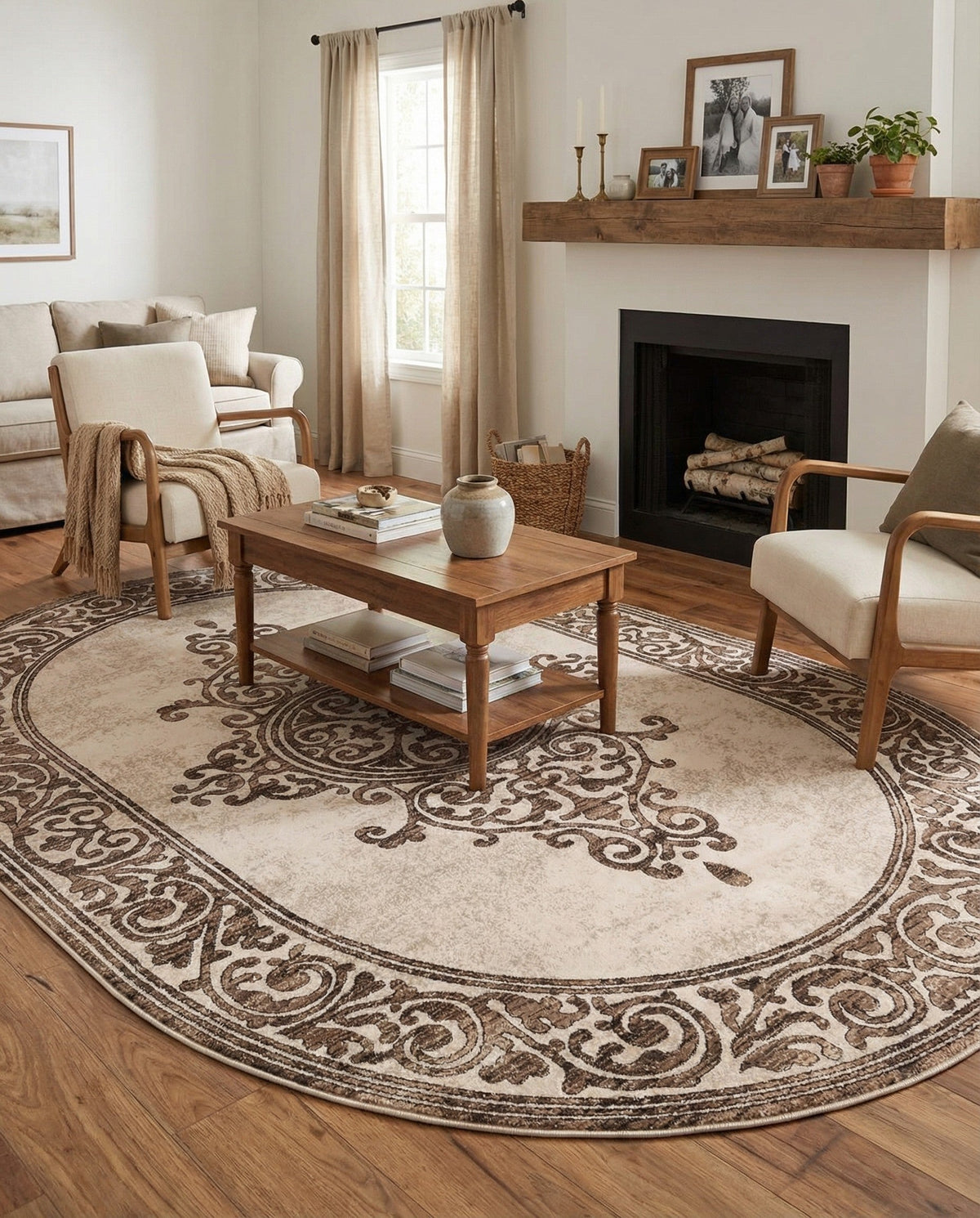 Sanctuary Retreat Collection Area Rug - Haven Oval Chocolate Brown  lifestyle 162