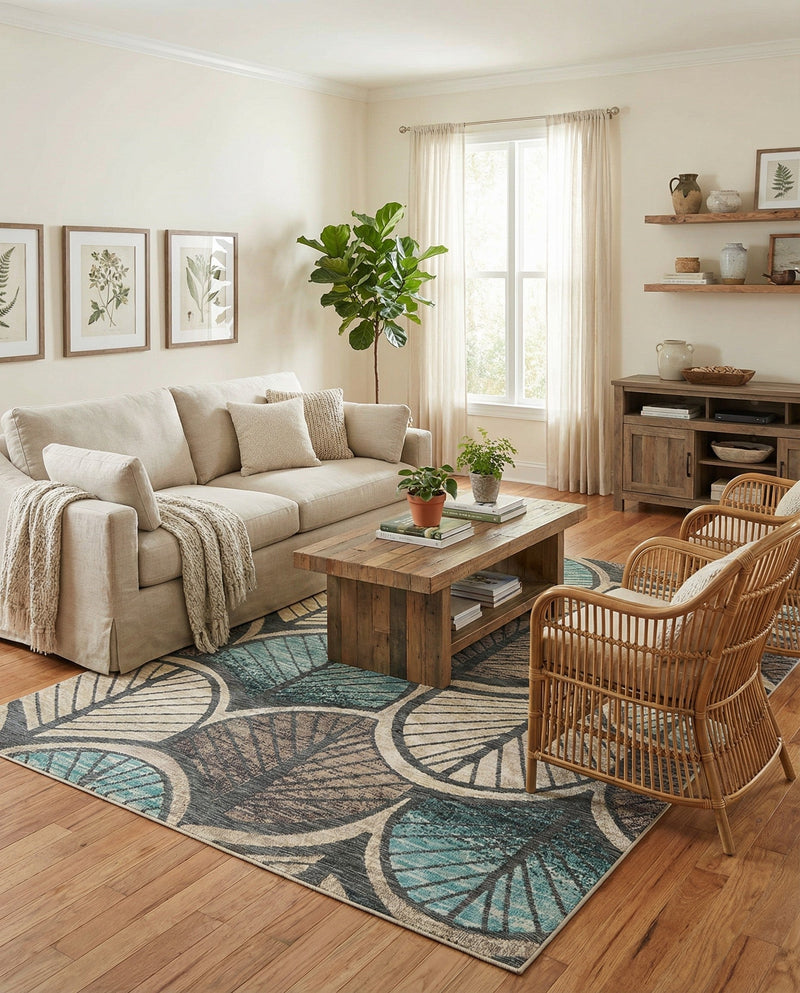 Outdoor Marrakesh Collection Area Rug -  Rabat Rectangle Gray Blue Ivory  lifestyle 17