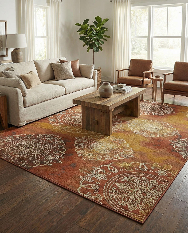 Urban Terrace Collection Area Rug -  Veranda Rectangle Rust Red  lifestyle 19
