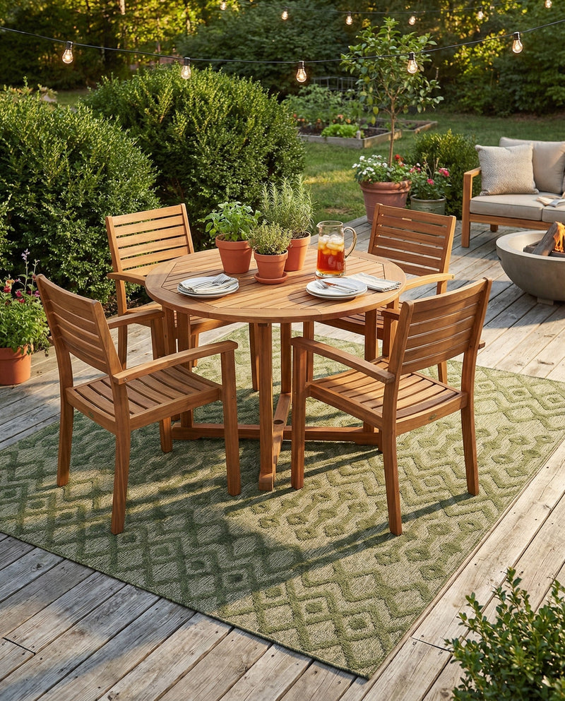 Garden Lattice Charm Collection Area Rug -  Pergola (Green) Square Green  lifestyle 39
