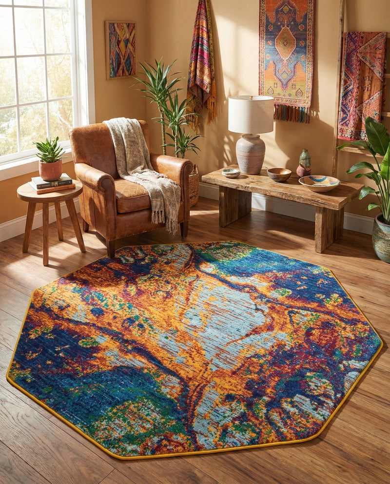 Caribbean Cove Collection Area Rug -  Bequia Octagon Multi  lifestyle 45