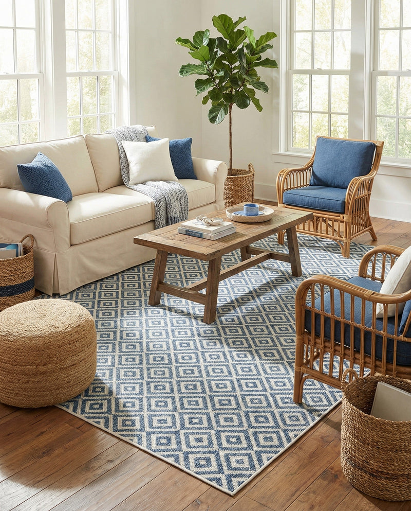 Urban Oasis Rugs Collection Area Rug -  Rooftop (Blue) Rectangle Blue  lifestyle 4