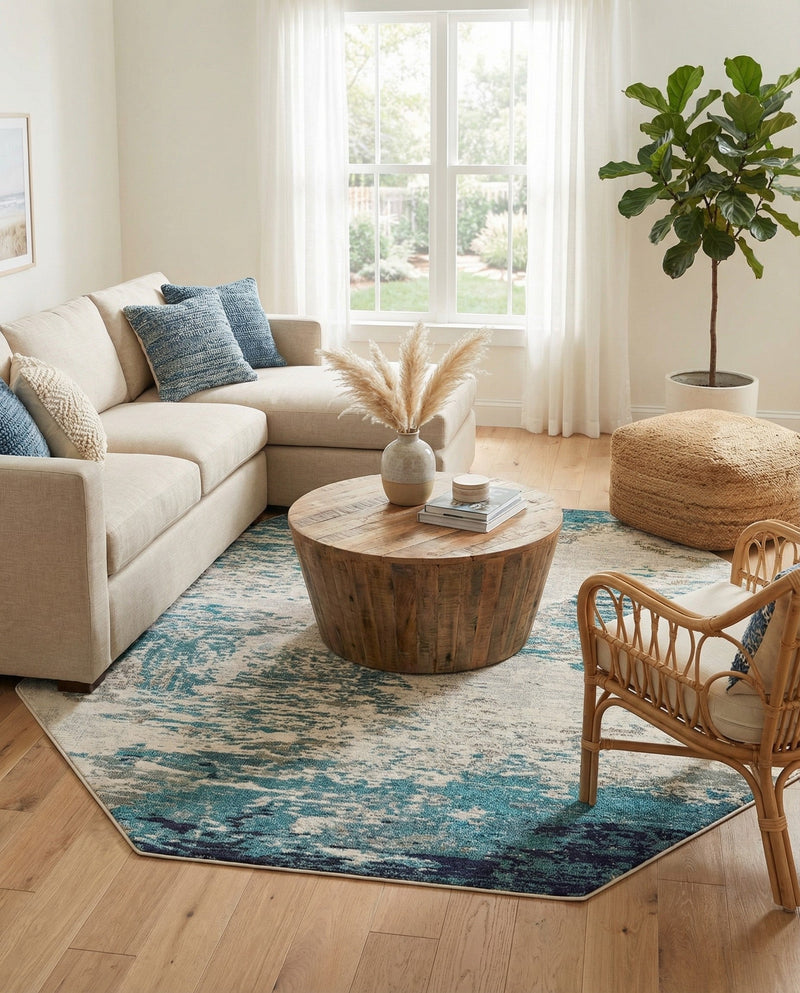 Colorburst Oasis Collection Area Rug -  Tropic Octagon Blue  lifestyle 59