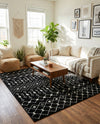 Mediterranean Lattice Collection Area Rug - Santorini (Black and White) Square Black and White  lifestyle 60