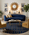 Hollywood Luxe Collection Area Rug - Sunset (Navy Blue Gold) Oval Navy Blue Gold  lifestyle 58