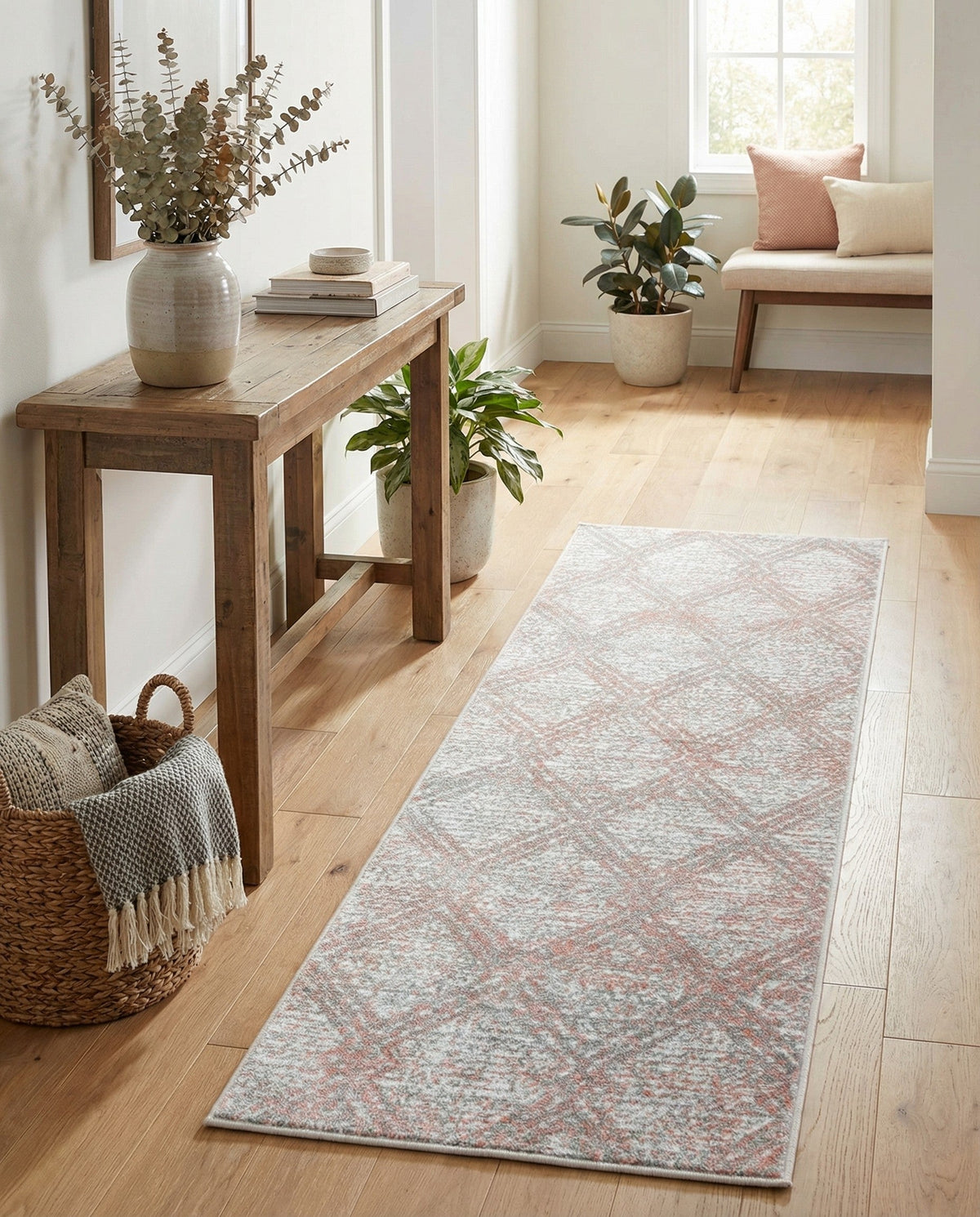 Aegean Elegance Washables Collection Area Rug -  Tinos Runner Rose Pink  lifestyle 143
