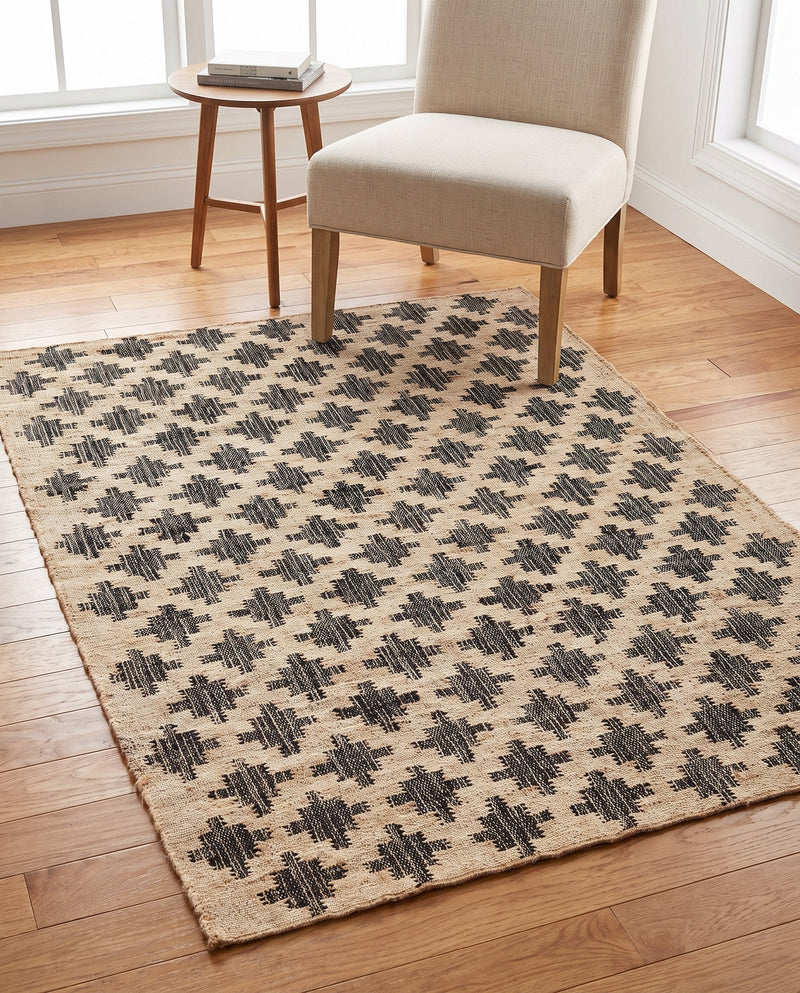 Benares Handwoven Jute Collection Area Rug -  Bodhi Rectangle Beige and Black  lifestyle 26