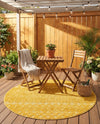 Garden Lattice Charm Collection Area Rug -  Pergola (Yellow) Round Yellow  lifestyle 31