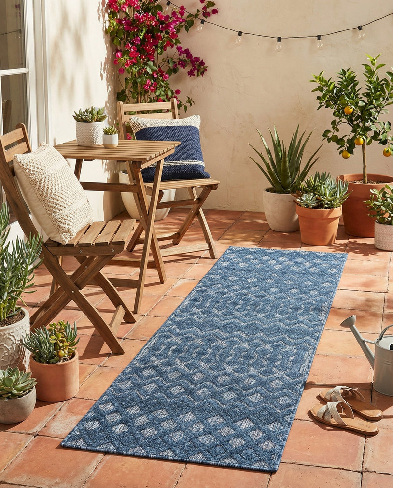 Garden Lattice Charm Collection Area Rug -  Pergola (Navy Blue) Runner Navy Blue  lifestyle 49