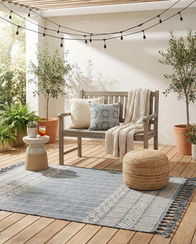 Sustainable Nomad Terrace Collection Area Rug - Reef Rectangle Cool Gray  lifestyle 32