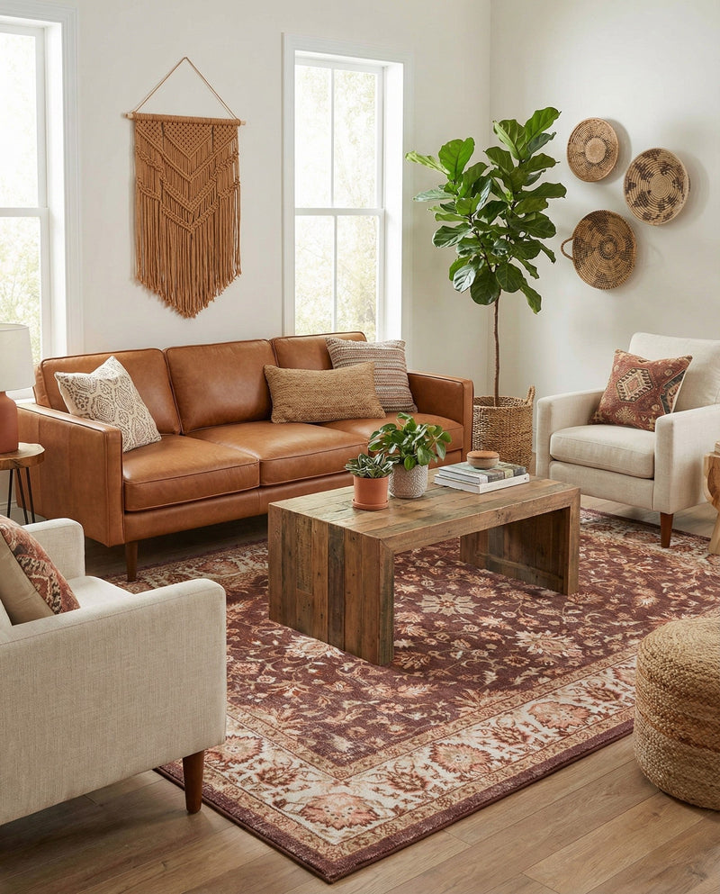 Casablanca Tapestry Collection Area Rug -  Marrakech (Coffee Brown) Rectangle Coffee Brown  lifestyle 8