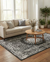 Patio Heritage Collection Area Rug -  Lafayette (Black and White) Rectangle Black and White  lifestyle 18