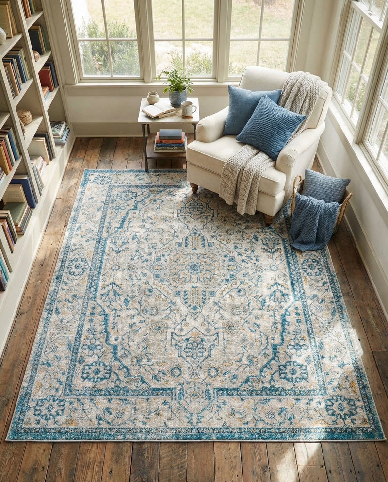 Seville Stripes Collection Area Rug - Cadiz (Light Gray) Rectangle Light Gray  lifestyle 13