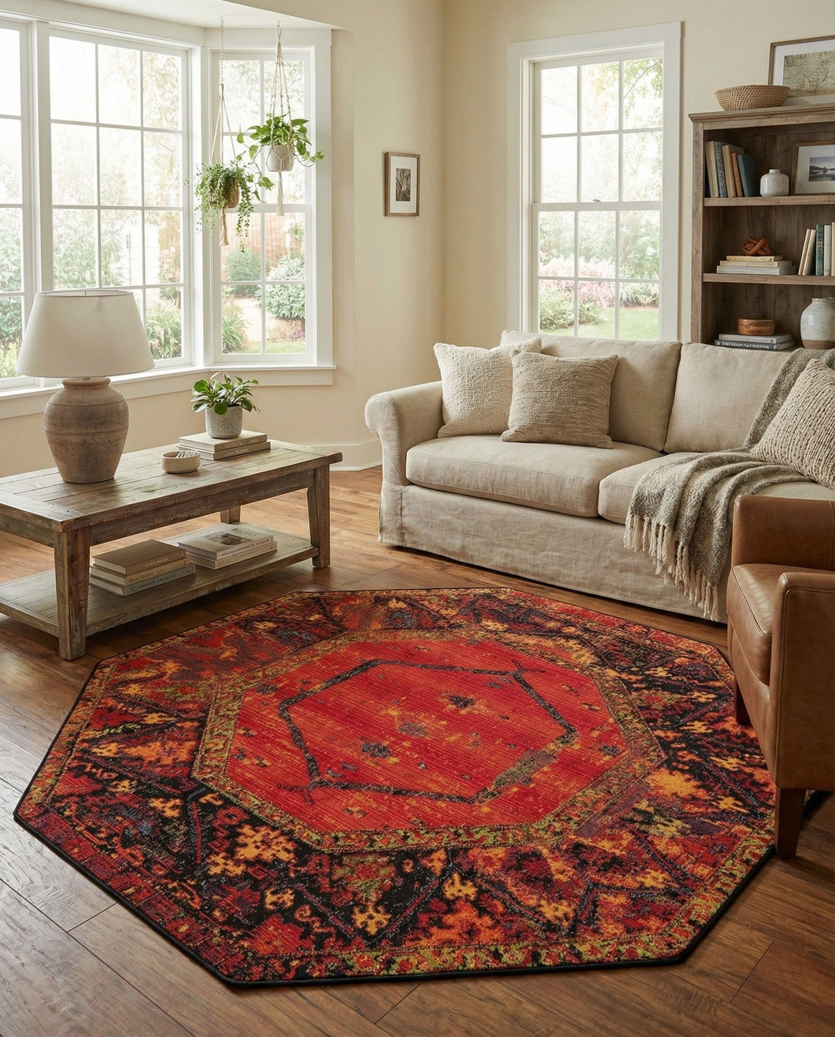 Safari Escape Rugs Collection Area Rug - Serengeti Octagon Multi  lifestyle 126