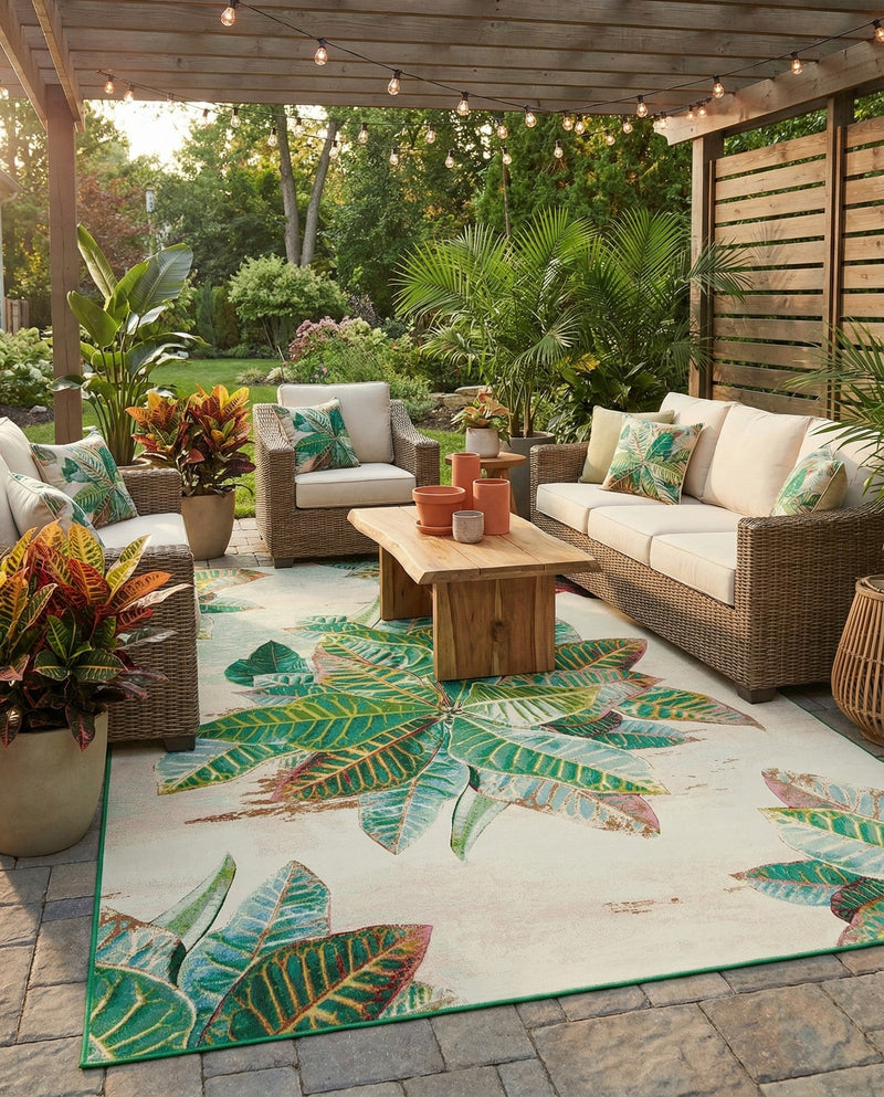 Seaside Blooms Collection Area Rug -  Fern Rectangle Multi  lifestyle 42