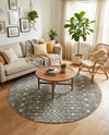 Mediterranean Lattice Collection Area Rug - Santorini (Gray) Round Gray  lifestyle 30