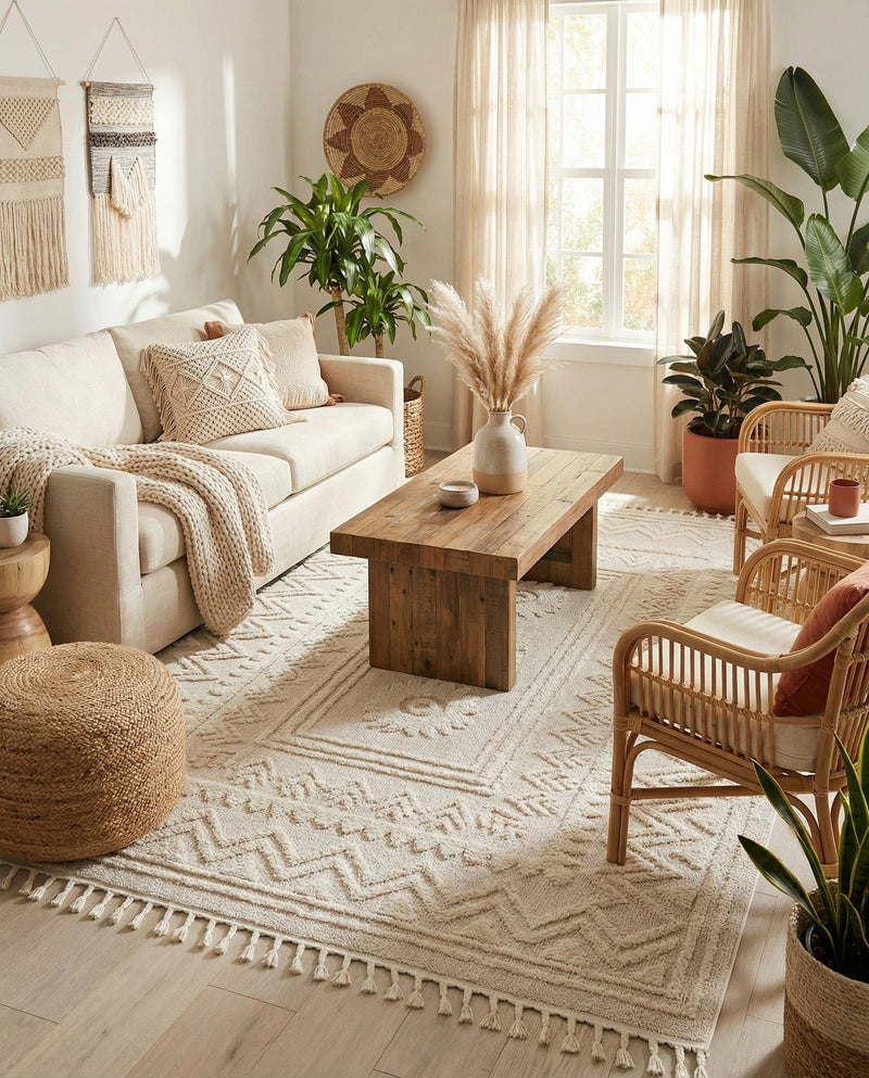 Sahara Chic Collection Area Rug -  Tangier Rectangle Ivory  lifestyle 62