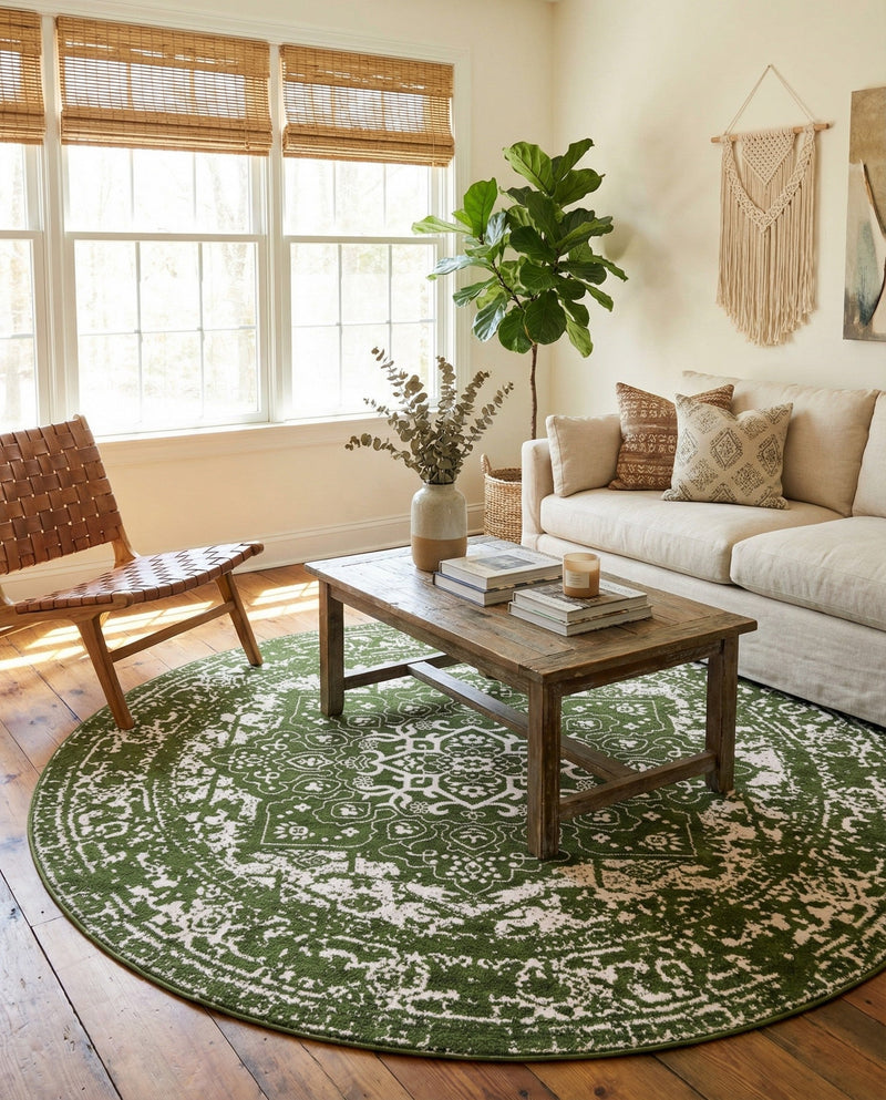 Georgetown Rugs Collection Area Rug - Dupont (Green) Round Green  lifestyle 40