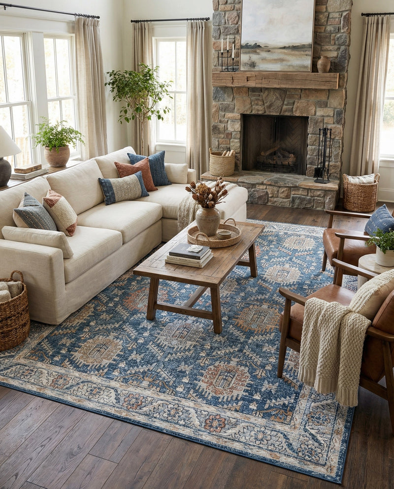 Mykonos Manor Collection Area Rug -  Paros Rectangle Blue  lifestyle 51