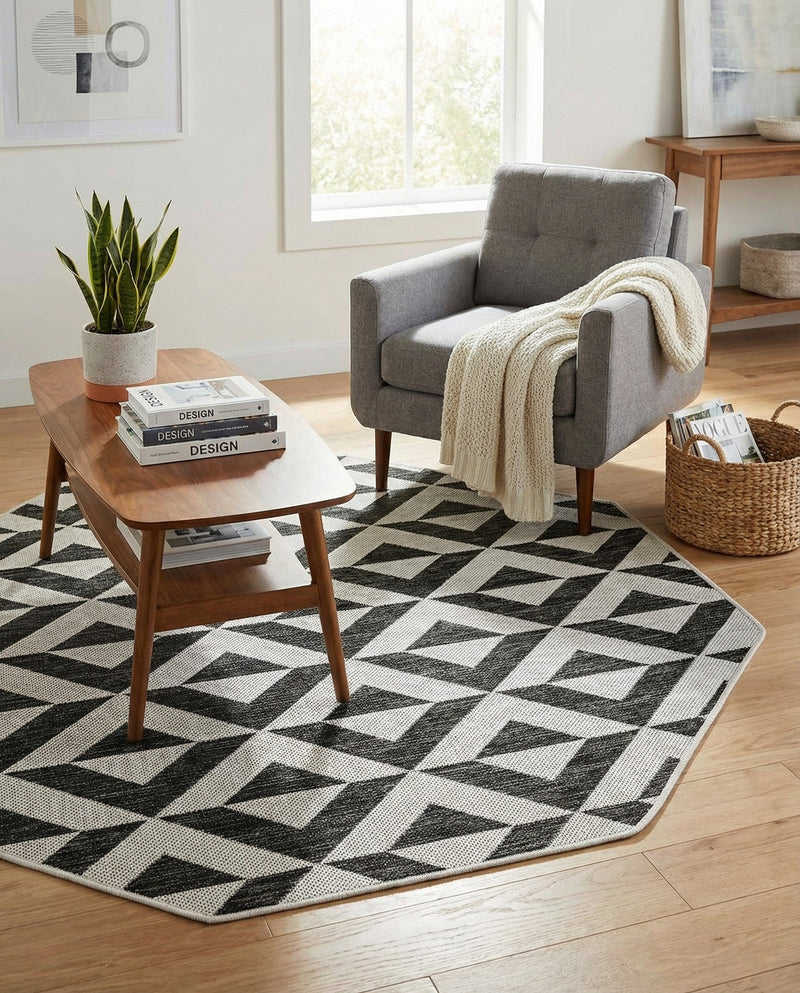 Urban Oasis Rugs Collection Area Rug -  Highrise (Charcoal Gray) Octagon Charcoal Gray  lifestyle 46