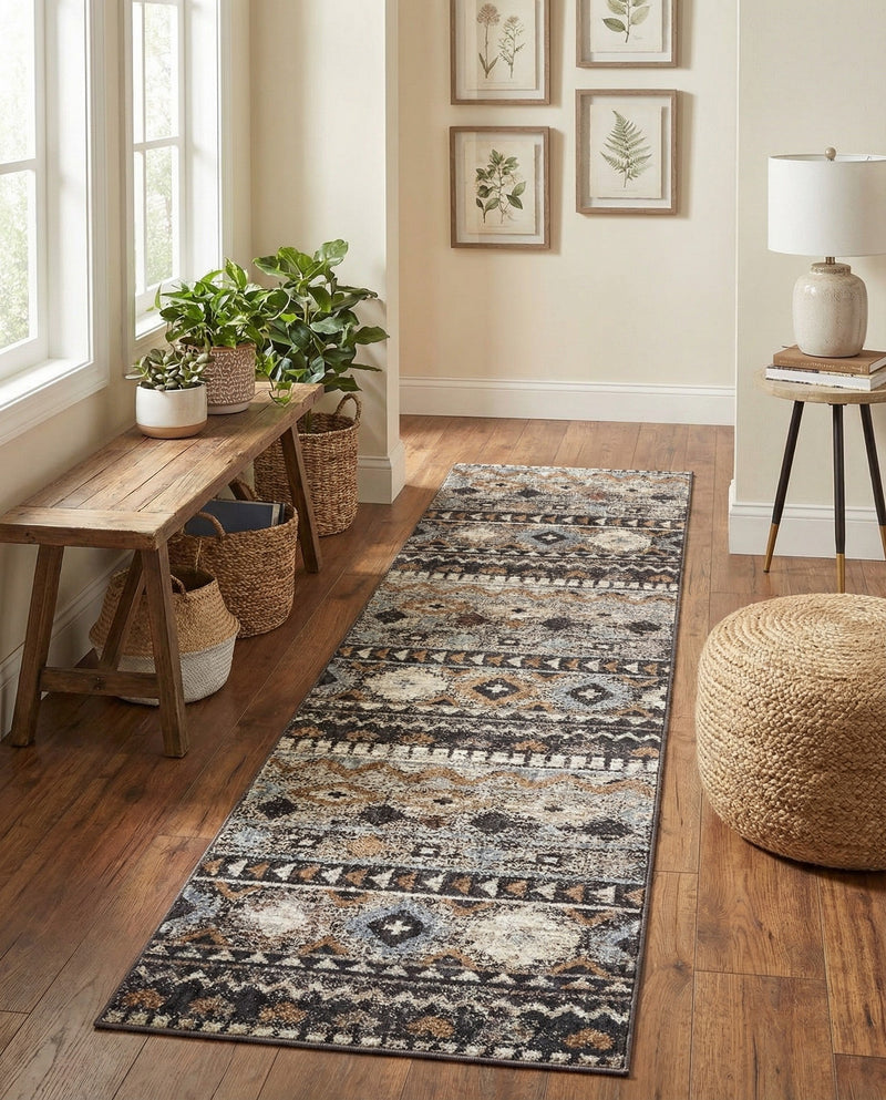 Desert Modern Eco Rug Series Collection Area Rug -  Sonora Runner Khaki Gray  lifestyle 69