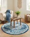 Beverly Grove Collection Area Rug - Melrose (Navy Blue) Round Navy Blue  lifestyle 53